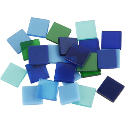 100x Mozaiek tegels kunsthars groen/blauw 10 x 10 mm 10083557