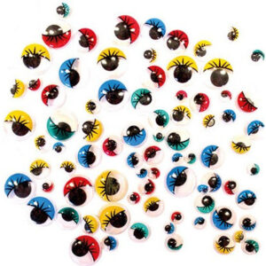 100x Wiebel oogjes/googly eyes gekleurd met wimpers 6 tot 15 mm 10188098