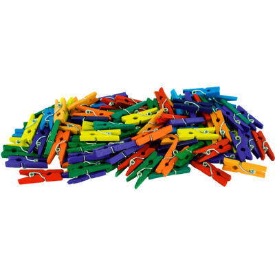 100x stuks multi-color kleur hobby knutselen mini knijpers/knijpertjes 2.5 cm 10333131