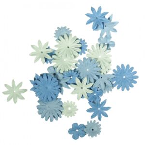 108x stuks Papieren knutsel bloemen blauw 10255265