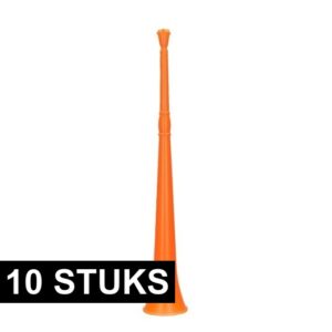 10x Blaas instrument oranje toeter 48 cm 10164708