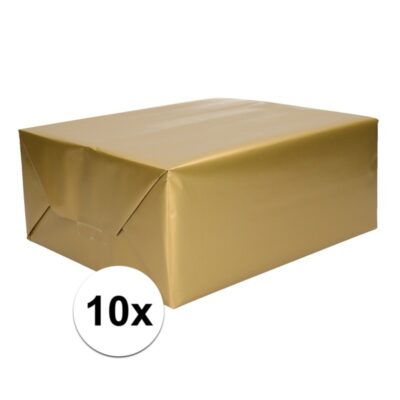 10x Cadeaupapier goud 70 x 200 cm 10145885