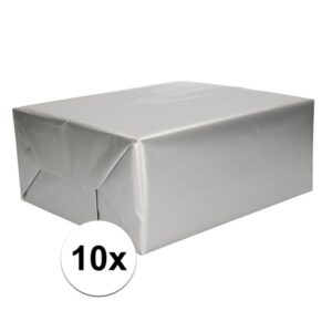 10x Cadeaupapier zilver 70 x 200 cm 10145881