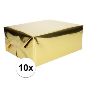 10x Goud cadeaupapier metallic 400 x 50 cm 10145484