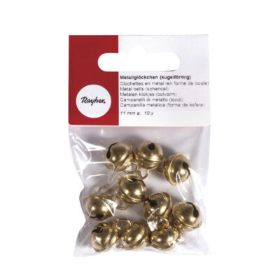 10x Gouden metalen belletjes met oog 11 mm hobby/knutsel benodigdheden 10228386