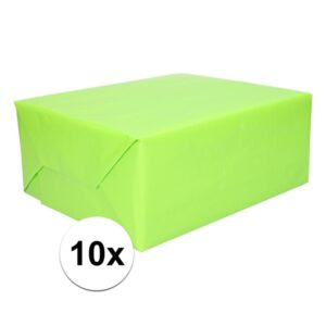 10x Inpakpapier lime groen 200 cm 10137943