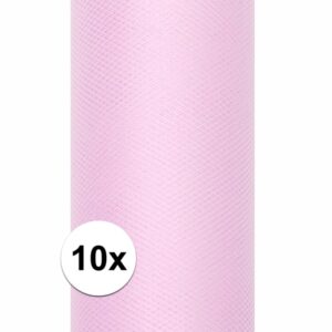 10x Rollen tule stof licht roze 15 cm breed 10112431