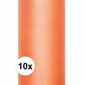 10x Rollen tule stof oranje 15 cm breed 10112528