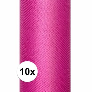 10x Rollen tule stof roze 15 cm breed 10112427