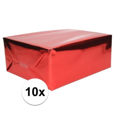 10x Rood cadeaupapier metallic 10145889