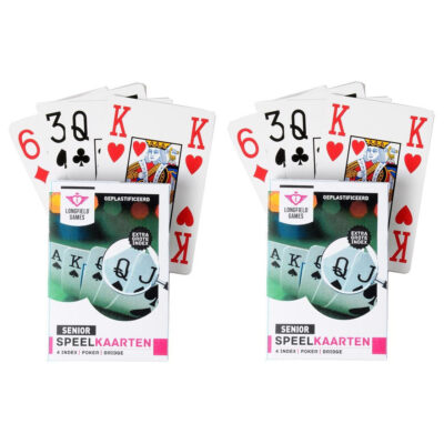 10x Senior speelkaarten plastic poker/bridge/kaartspel 10239950