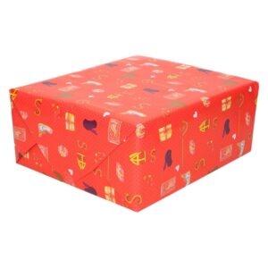 10x Sinterklaas inpakpapier/cadeaupapier print rood 250 x 70 cm 10166431