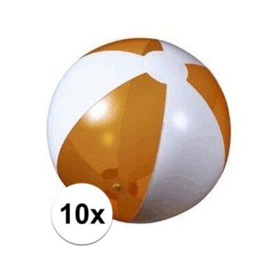 10x Strandballen oranje met wit 10103658