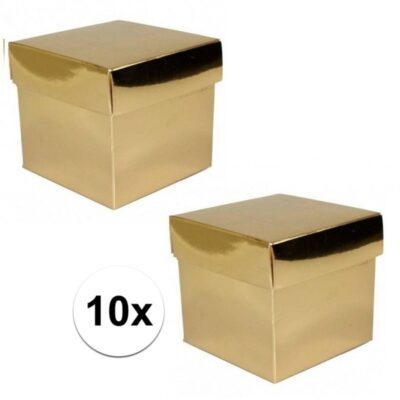 10x Vierkante gouden kadootjes/cadeautjes 10 cm 10116219