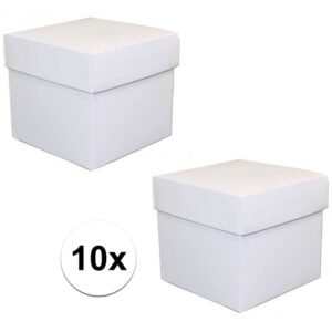 10x Vierkante witte kadootjes/cadeautjes 10 cm 10116220