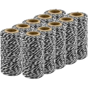 10x Zwart/wit bakkerstouw 50 meter hobby materiaal 10171022