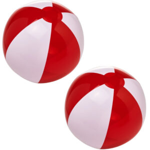 10x stuks opblaasbare strandballen rood/wit 30 cm 10218967