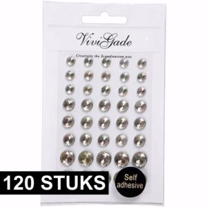 120x Decoratieve zilveren parel stickers 10165969