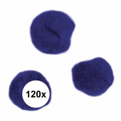 120x Donkerblauw decoratieve pompons 15 mm 10107824