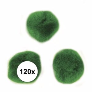 120x Groen decoratieve pompons 15 mm 10107826