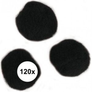 120x Hobby balletjes zwart 15 mm 10108064