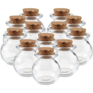 12x Mini glazen ronde flesjes/potjes 5