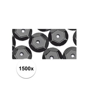 1500x Zwarte pailletjes 6 mm 10105241