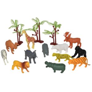 15x Plastic speelgoed wilde mini dieren in emmertje 10142392