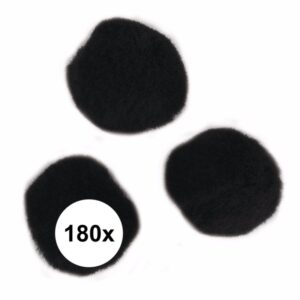 180x Zwart decoratieve pompons 15 mm 10107833