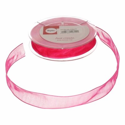 1x Hobby/decoratie fuchsia roze organza sierlint 1