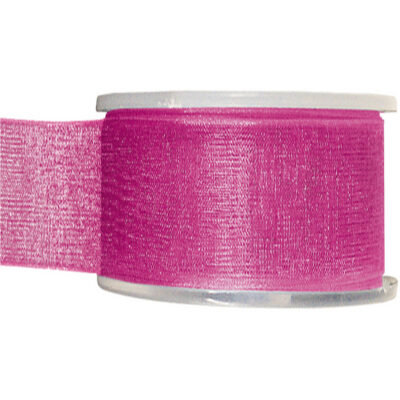 1x Hobby/decoratie fuchsia roze organza sierlinten 4 cm/40 mm x 20 meter 10254306