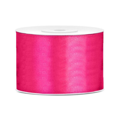 1x Hobby/decoratie fuchsia roze satijnen sierlinten 5 cm/50 mm x 25 meter 10207002