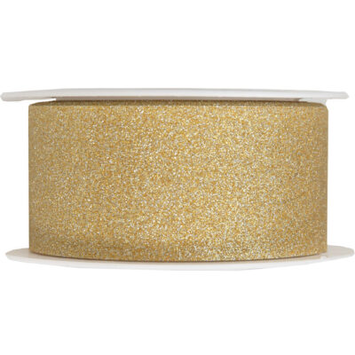 1x Hobby/decoratie gouden sierlinten met glitters 3 cm/30 mm x 5 meter 10224240