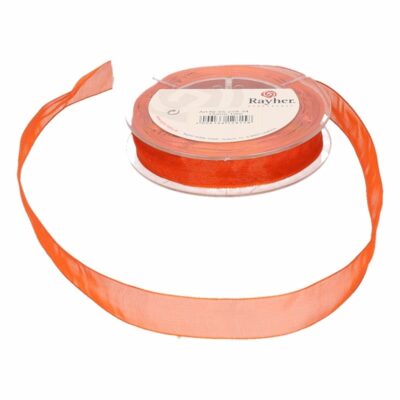 1x Hobby/decoratie oranje organza sierlint 1