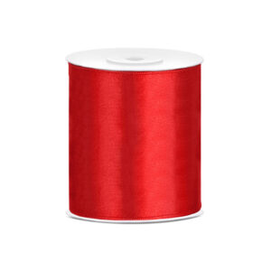 1x Hobby/decoratie rood satijnen sierlint 10 cm/100 mm x 25 meter 10251780