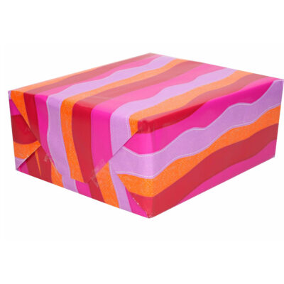 1x Inpakpapier/cadeaupapier roze/paars/oranje/rood in golf 200 x 70 cm 10252413