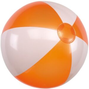 1x Opblaasbare strandbal oranje/wit 28 cm speelgoed 10155849