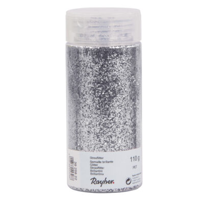 1x Potje hobby materiaal strooi glitters zilver 110 gram 10040828