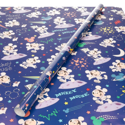 1x Rollen Inpakpapier/cadeaupapier Disney Mickey Mouse astronaut blauw 200 x 70 cm 10359002