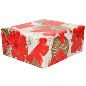 1x Rollen Inpakpapier/cadeaupapier creme met bloemen rood en goud 200 x 70 cm 10332326