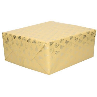 1x Rollen Kerst inpakpapier/cadeaupapier beige/gouden bomen 2