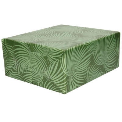 1x Rollen folie inpakpapier/cadeaupapier metallic groen/zilver met bladeren 70 x 200 cm 10304451