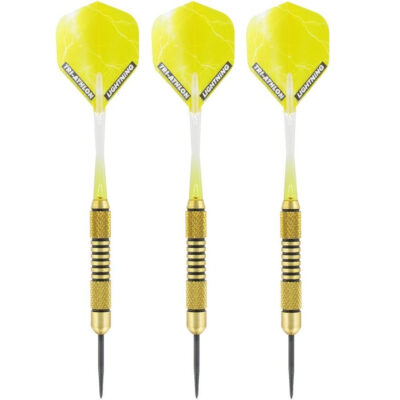 1x Set van 3 dartpijlen Speedy Yellow Brass 19 grams 10233500