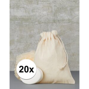 20 x Voordelige beige cadeau tasjes 15 x 20 cm 10119701