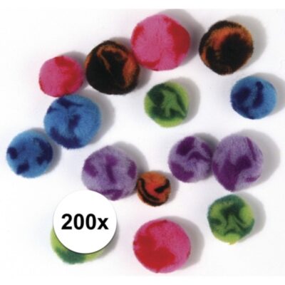 200x Decoratieve pompons assorti 10108087