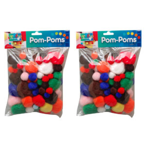 200x Hobby pompoms verschillende maten en kleuren 10213209