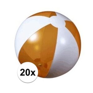 20x Strandballen oranje met wit 10103660