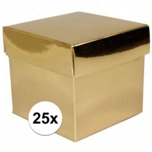 25x Vierkante gouden kadootjes/cadeautjes 10 cm 10116231