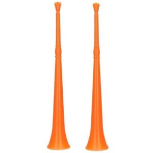 2x Blaas instrument oranje toeter 48 cm 10164700