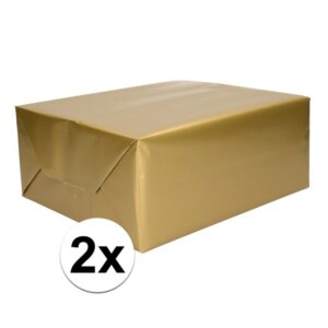 2x Cadeaupapier goud 70 x 200 cm 10145882